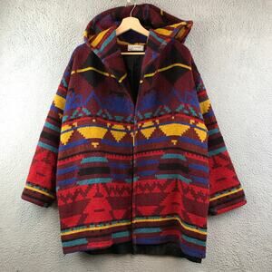 Vintage La Vogue Coat Womens Large Red Yellow‎ Blue Southwestern Aztec